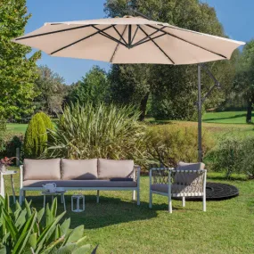 10 Feet Patio Solar Powered Cantilever Umbrella with Tilting System-Beige