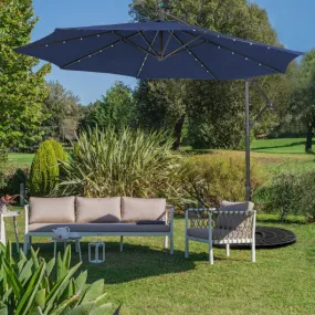 10 Feet Patio Solar Powered Cantilever Umbrella with Tilting System-Navy