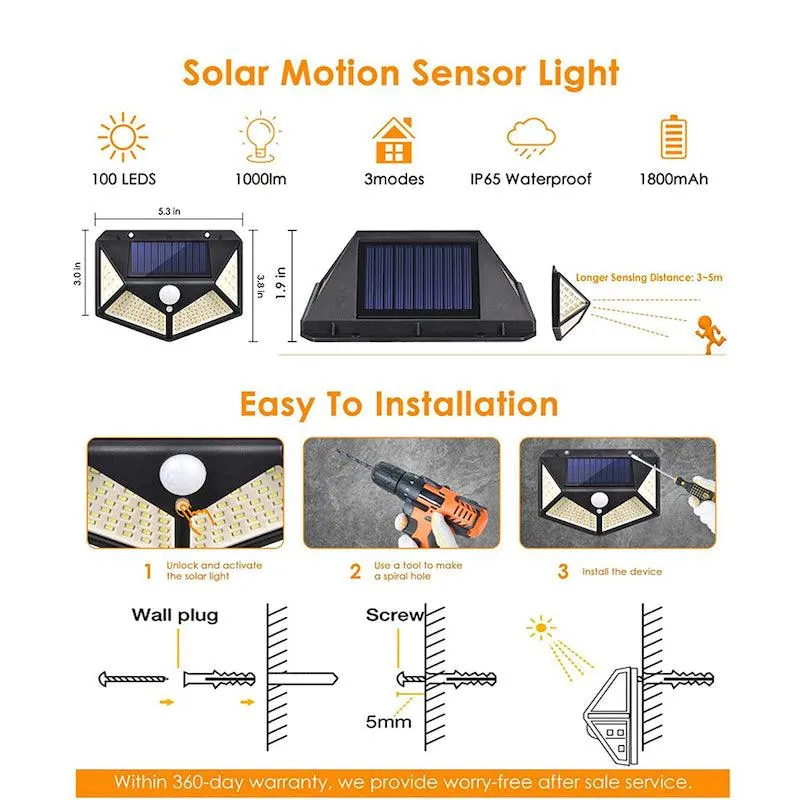 100 Solar Motion Sensor Light – Bright and Energy Efficient