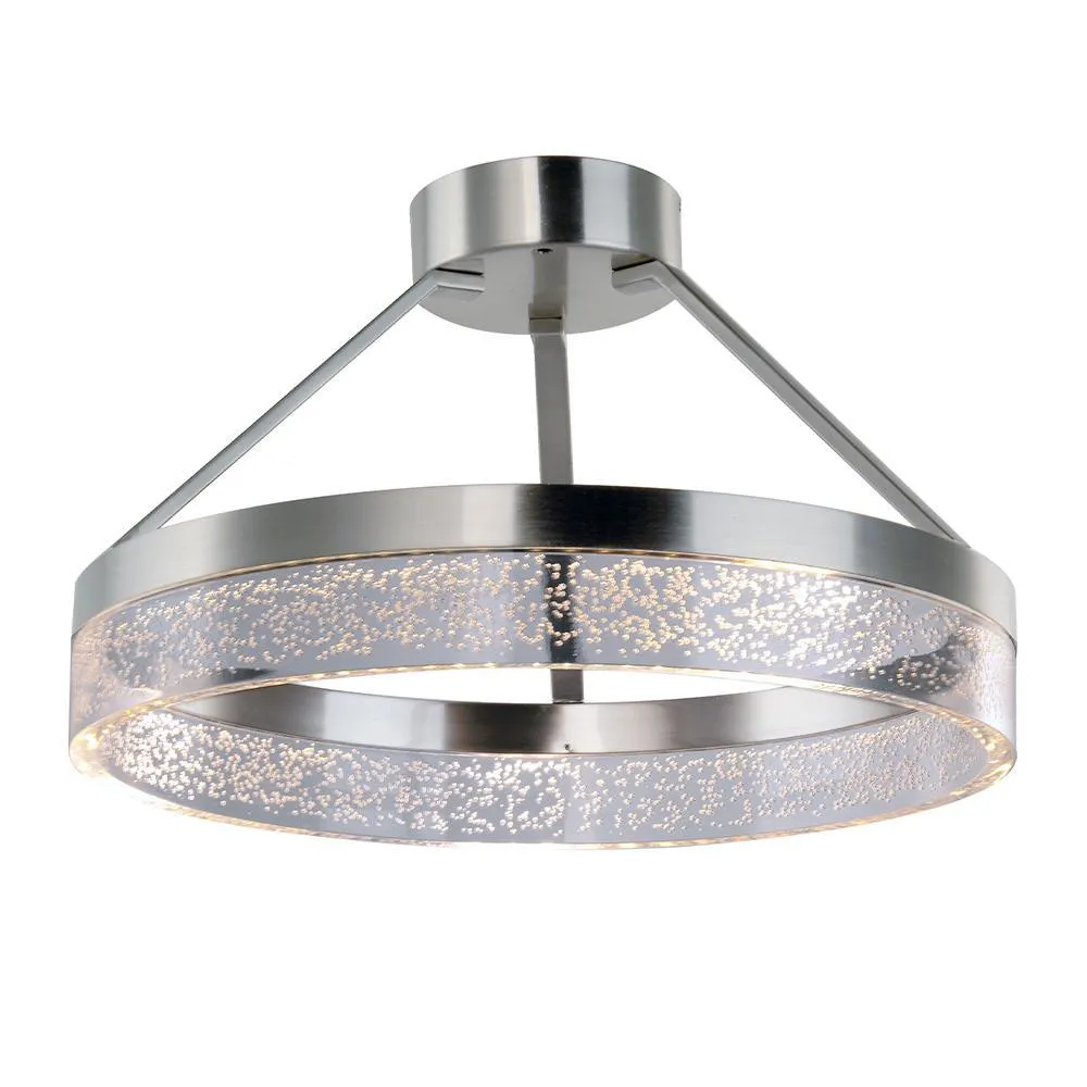 15.75 in. Brushed Nickel Integrated LED Semi-Flush Mount with Bubble Shade