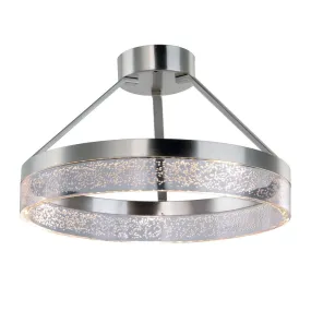 15.75 in. Brushed Nickel Integrated LED Semi-Flush Mount with Bubble Shade