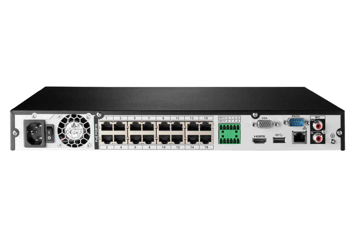 16-Channel 4K Ultra HD IP NVR System with Four Metal 4K (8MP) Smart Deterrence Cameras and Four Metal 4K (8MP) Varifocal Zoom Lens Cameras