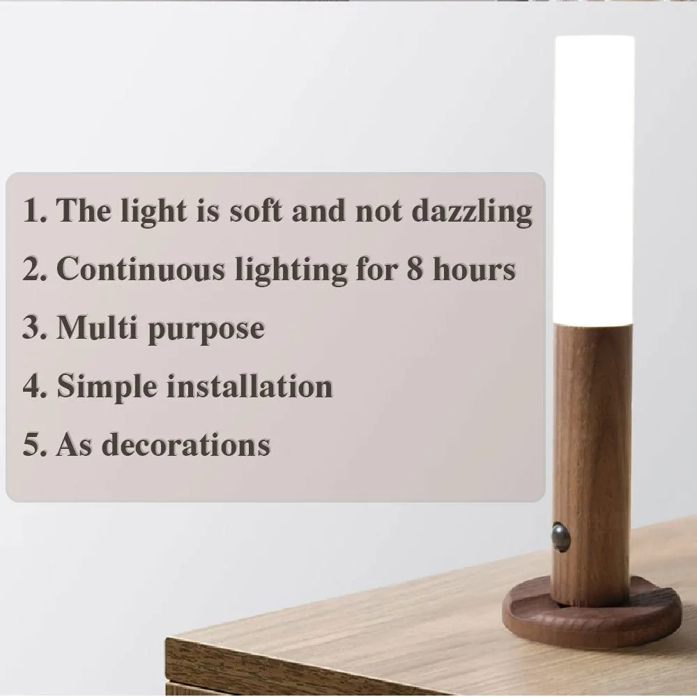 1Pc LED USB Wireless Wood Stick Night Light Motion Sensor