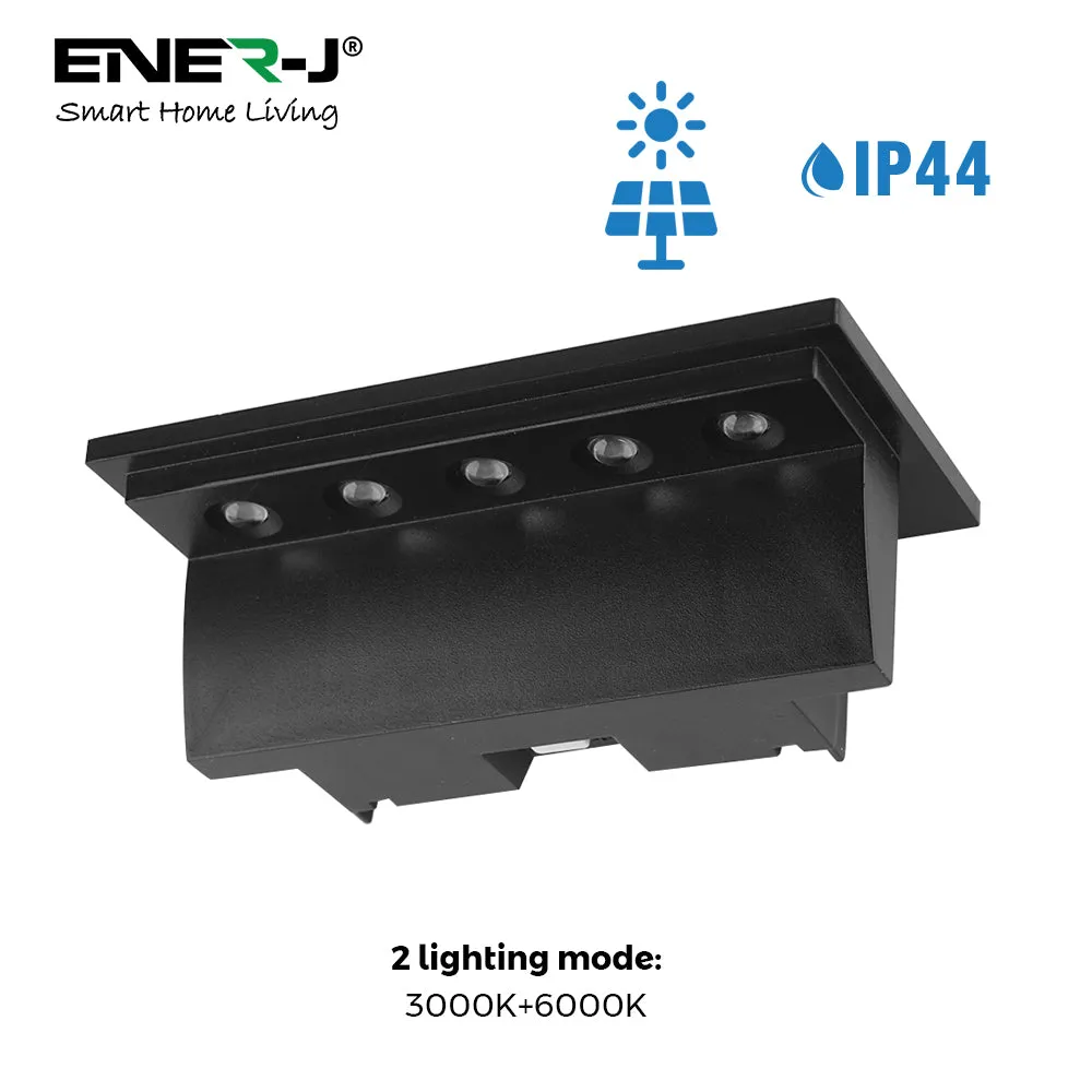 2 Pc Pack Solar Powered Deck / Fence Light with 5 LEDs, 2 Colour Switchable - 3000K & 6000K