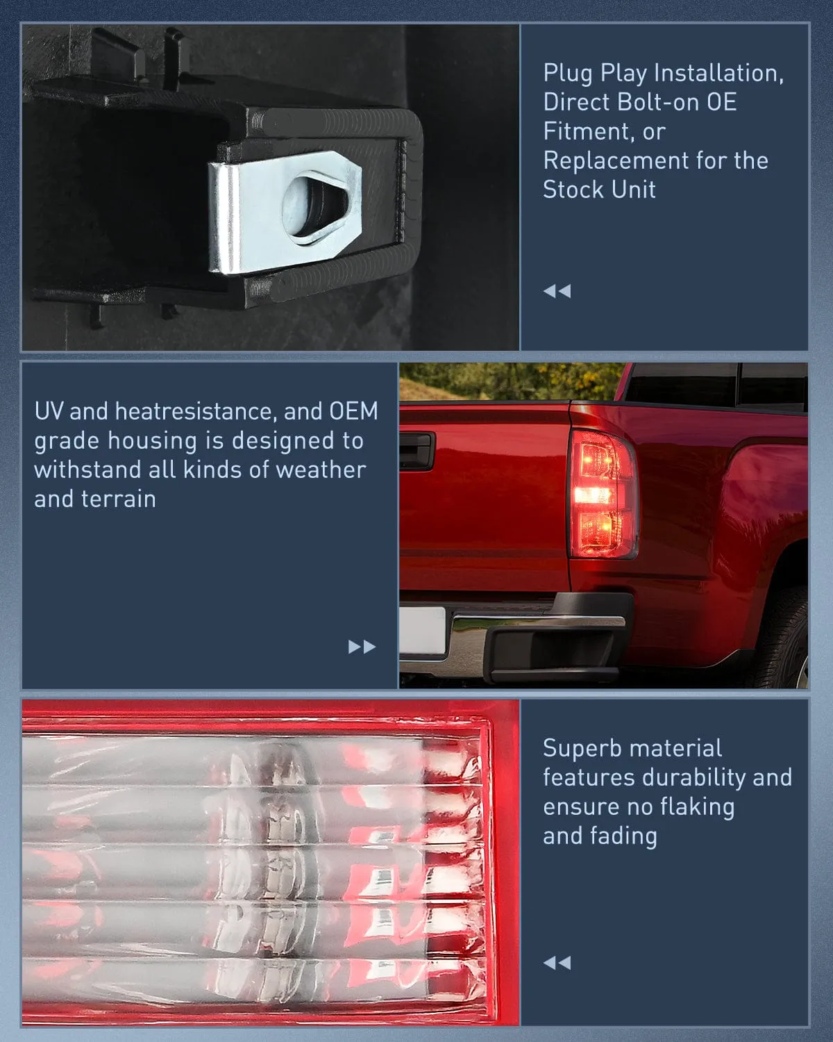 2015-2022 Chevy Colorado Rear Lamp Replacement Taillight Assembly OE Style Passenger Side w/Bulbs