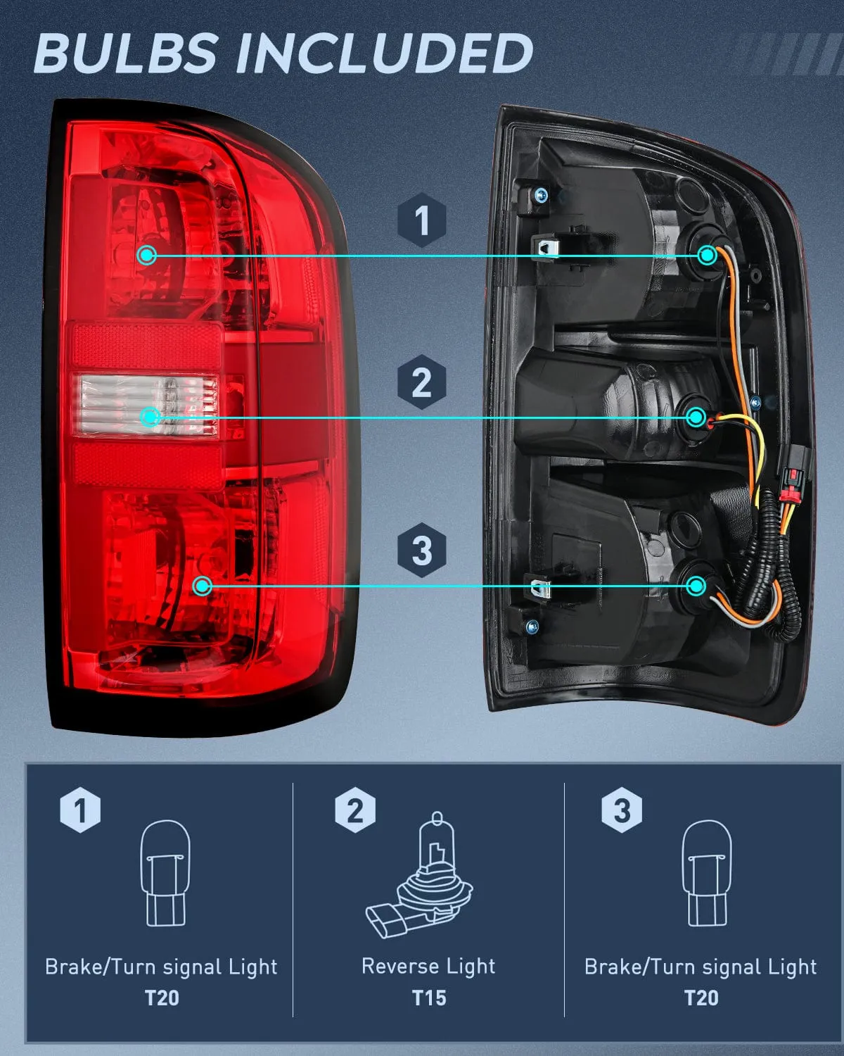 2015-2022 Chevy Colorado Rear Lamp Replacement Taillight Assembly OE Style Passenger Side w/Bulbs