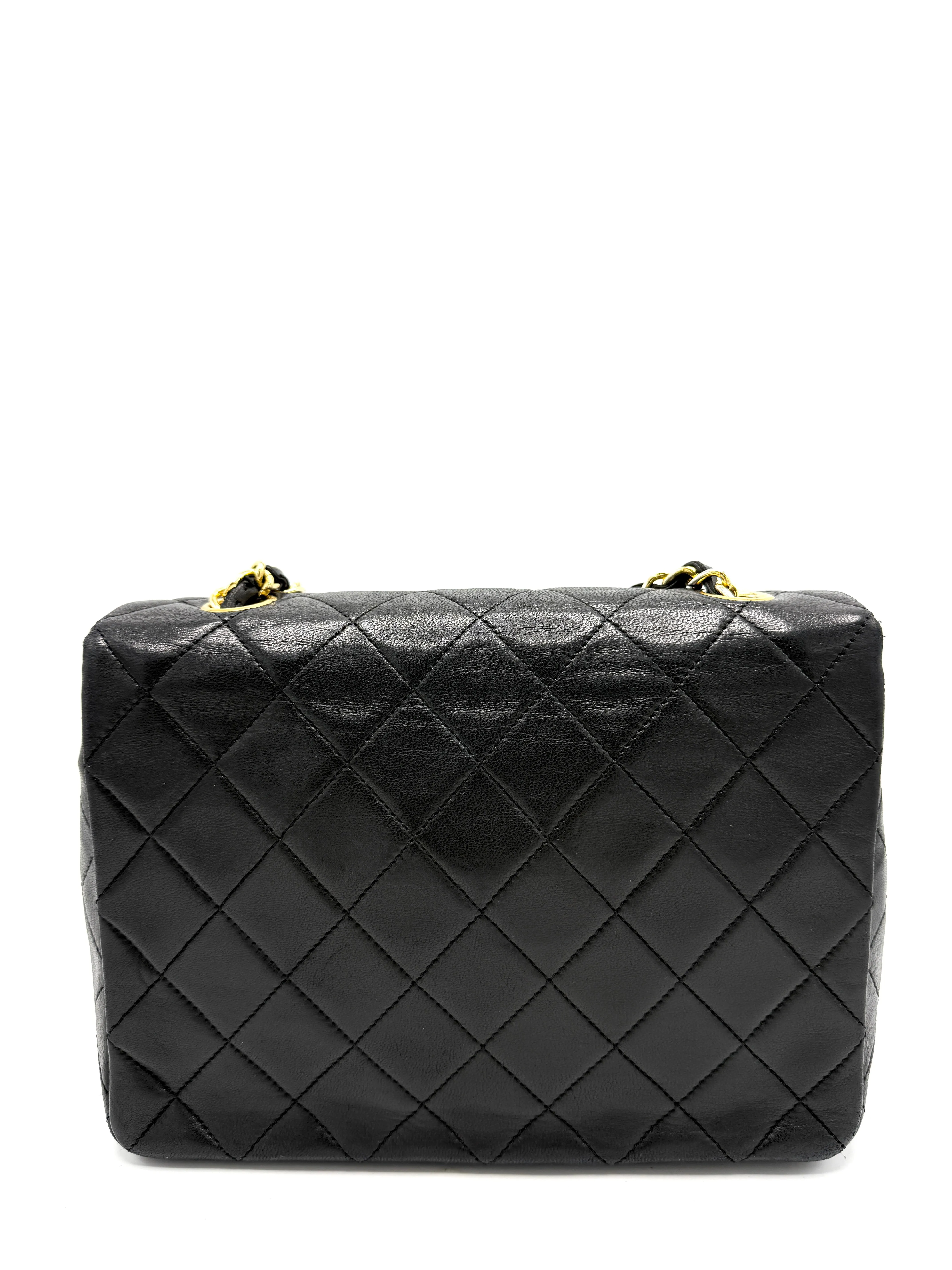 24k CC Black Lambskin Square Flap