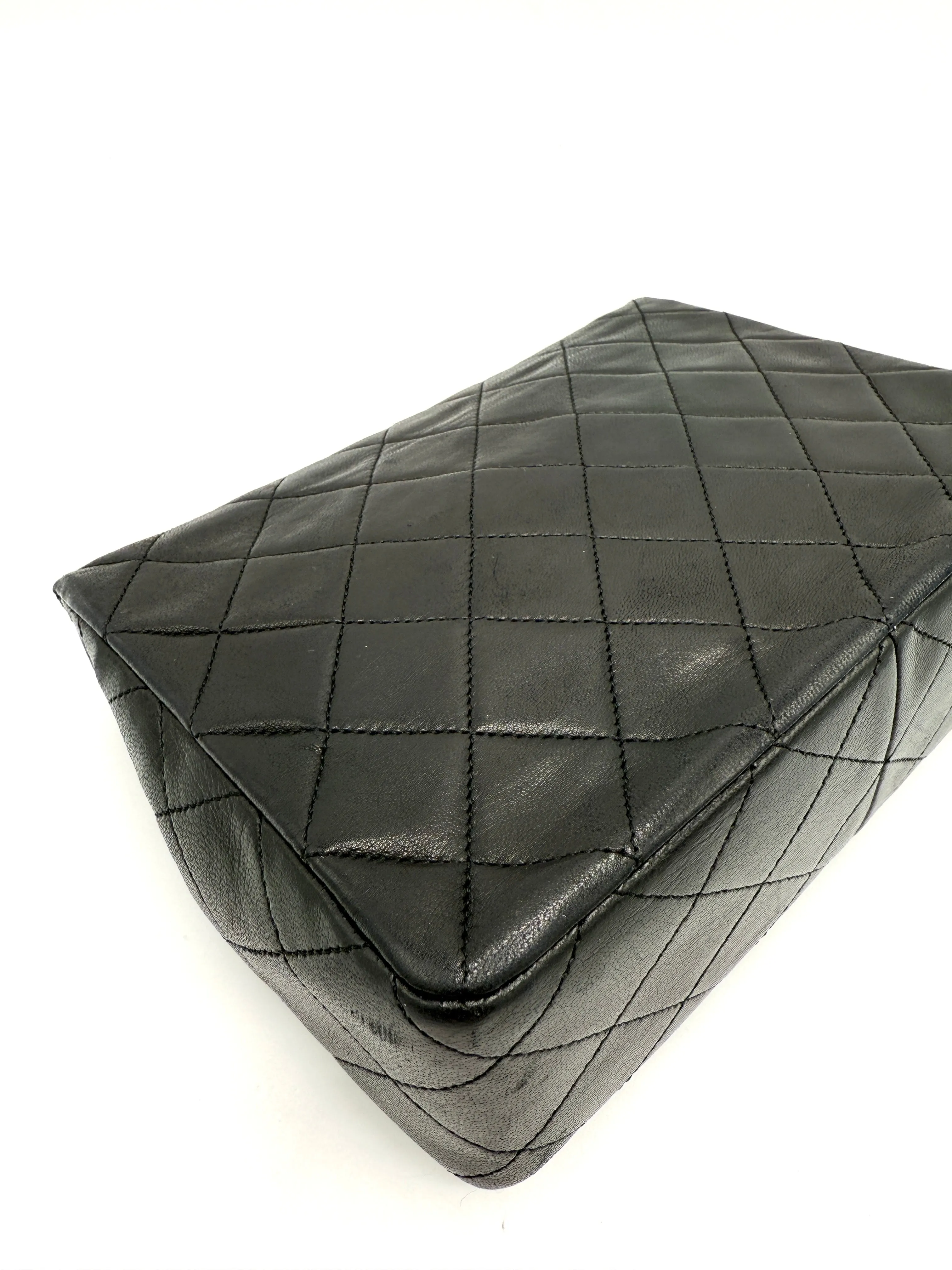 24k CC Black Lambskin Square Flap