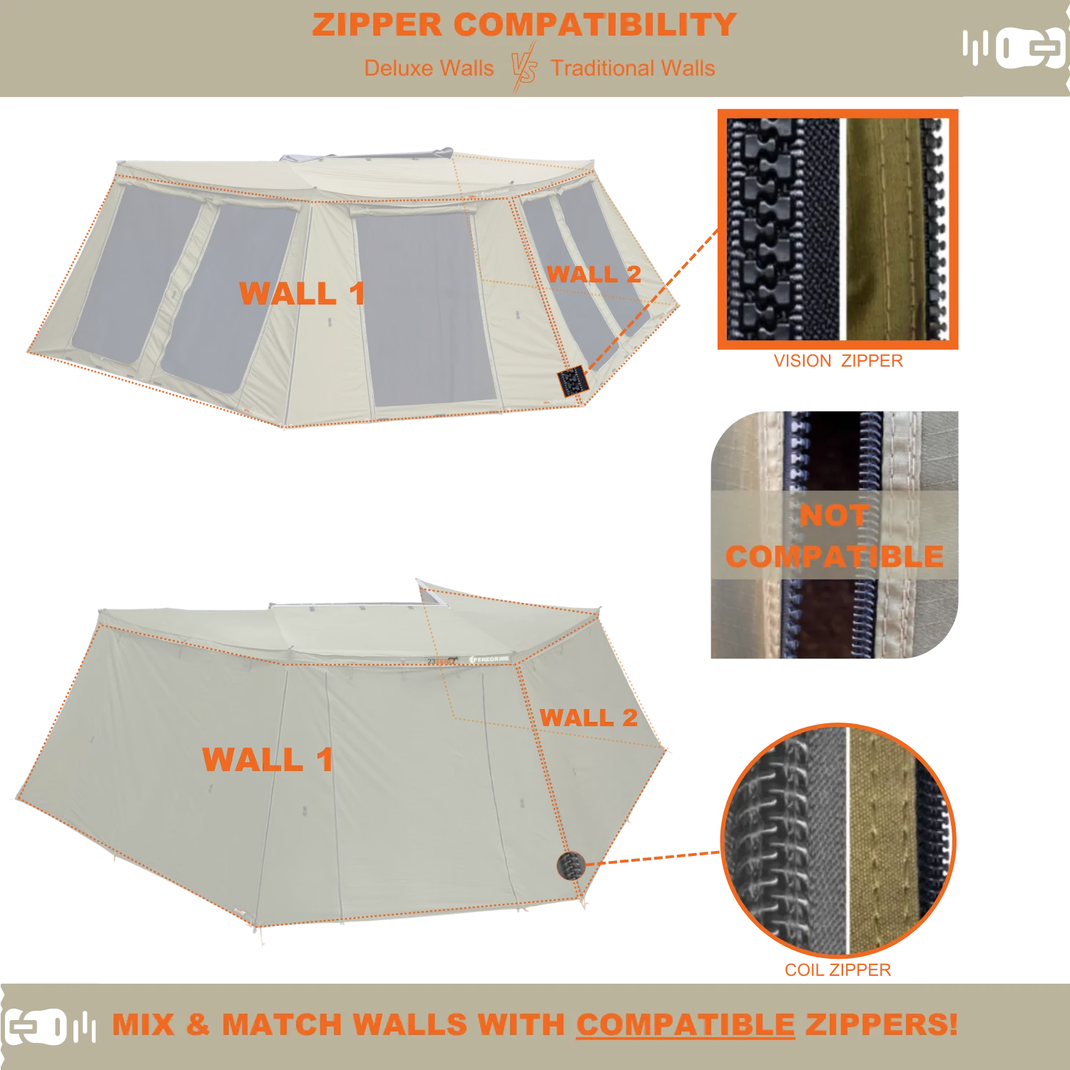270° Peregrine Right 2.0 Deluxe Awning Wall 1 With Screen