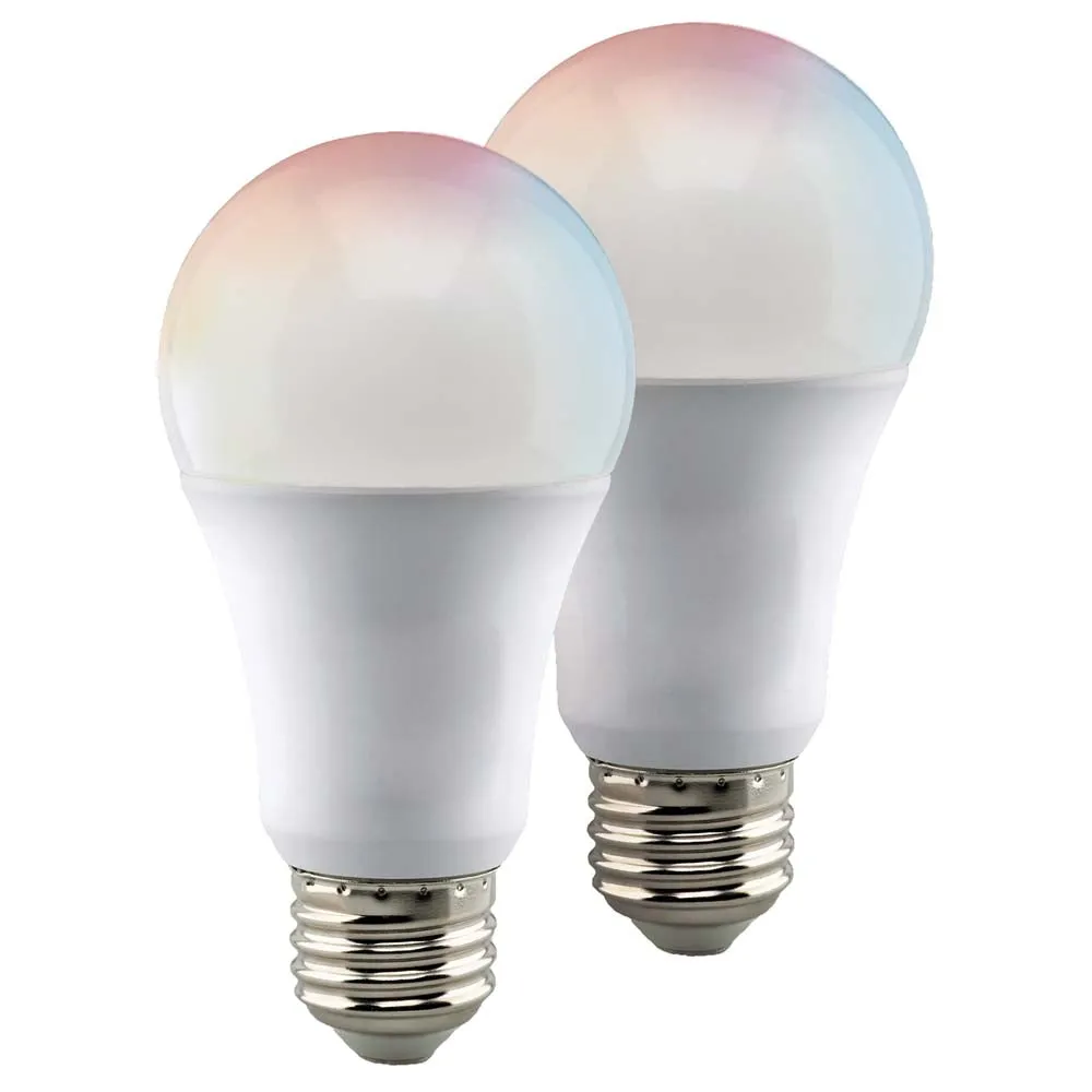2Pk - Satco 9.5w A19 LED RGB Tunable White Starfish IOT 800 Lumens 120 Volt