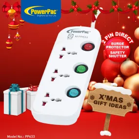 3 Way 3 Metre Multi extension socket with surge protector (PP633)