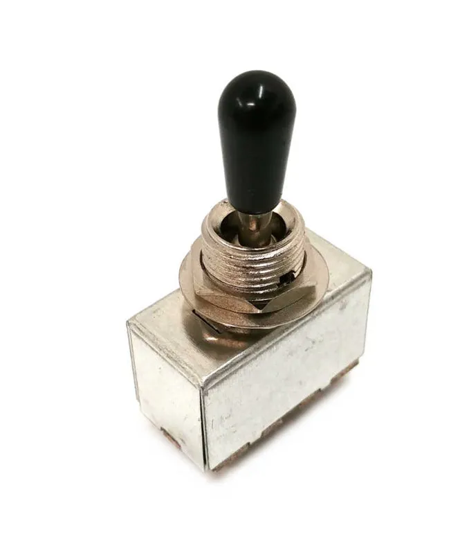 3-way Sealed Pickup Selector Switch - Nickel /w Black Tip