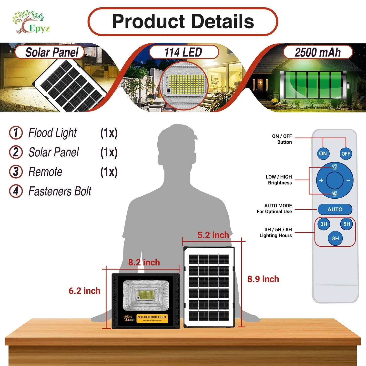 30 Watt Outdoor Solar Flood Light for Home (Warm Light)