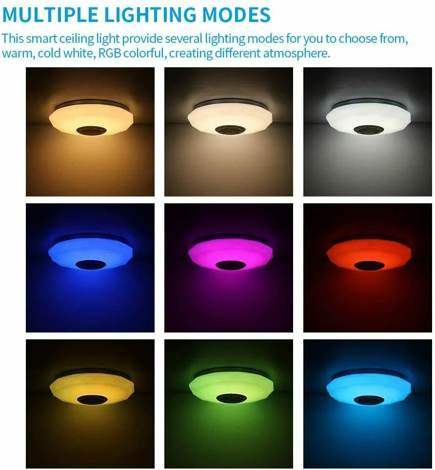 300W RGBW LED Music Ceiling Lamp APP Remote Control Bedroom Living Room AC180-265V bluetooth Speaker Modern Design Fixture