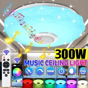 300W RGBW LED Music Ceiling Lamp APP Remote Control Bedroom Living Room AC180-265V bluetooth Speaker Modern Design Fixture