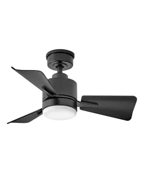 30" LED Fan from the Atom Collection in Matte Black Finish by Hinkley