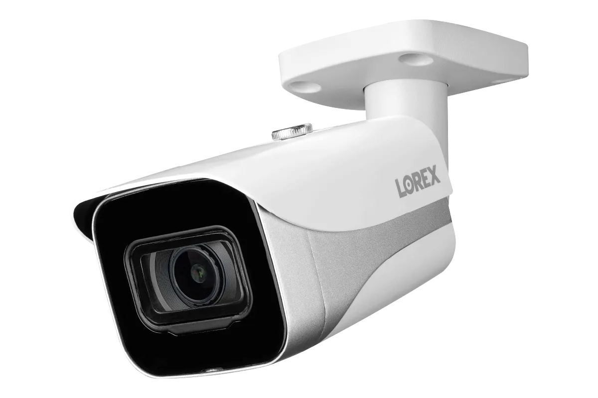 32 Channel IP Security Camera System with 12 4K Ultra HD Smart IP Bullet and 4 4K Motorized Varifocal Audio Dome Security Cameras.