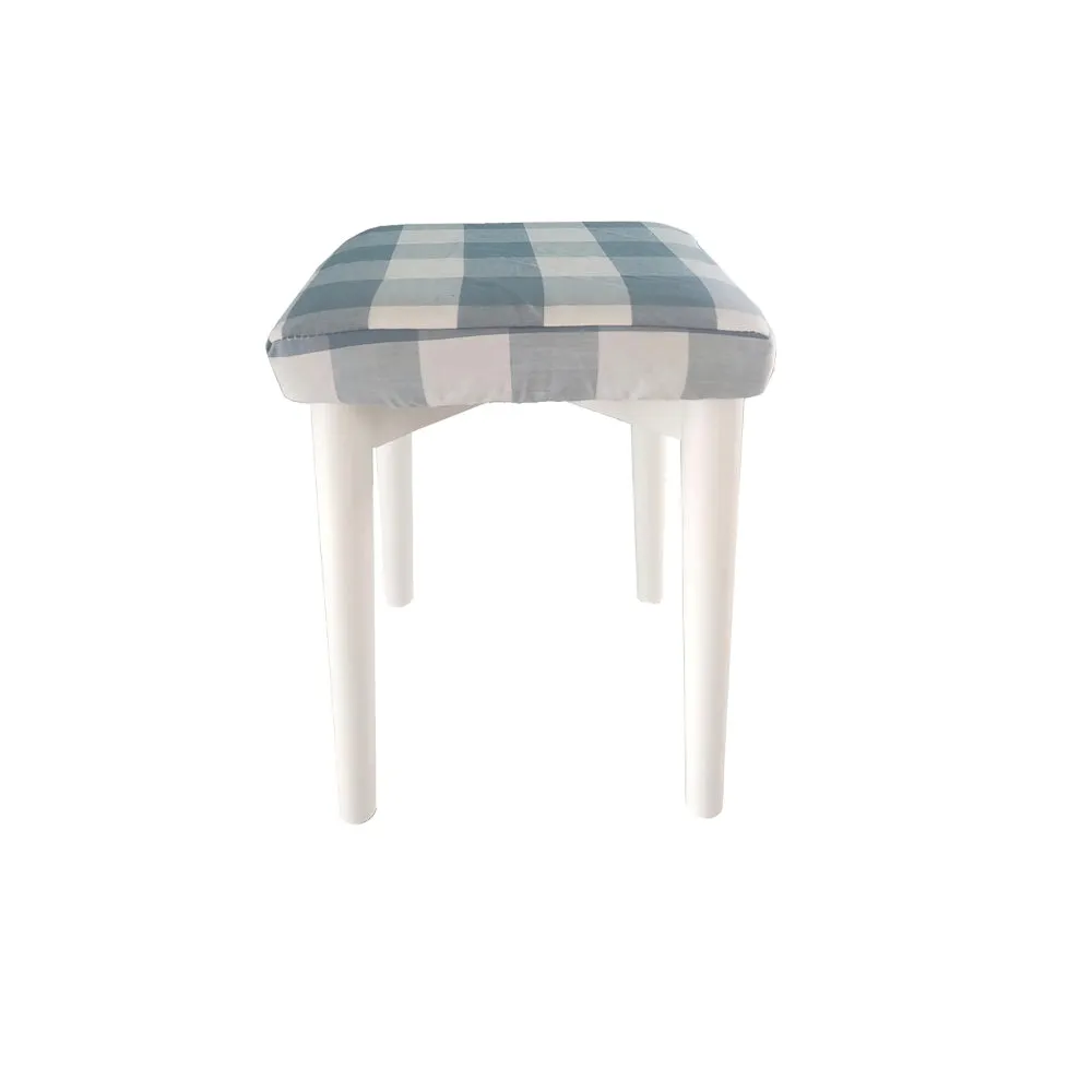 32 Inch 3 Piece Vanity Dressing Table Set with LED Mirror, 2 Drawers, Cushioned Stool, White Solid Wood By The Urban Port