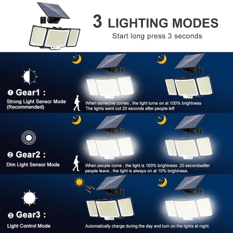 328 LED Solar Lamp Outdoor – Motion Activated Waterproof Light