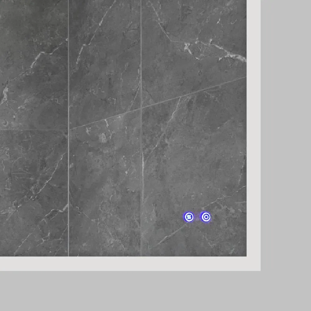36 x 36 Inch Frameless LED Illuminated Bathroom Wall Mirror, Touch Button Defogger, Square, Silver By The Urban Port
