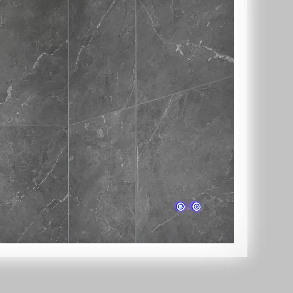 36 x 36 Inch Frameless LED Illuminated Bathroom Wall Mirror, Touch Button Defogger, Square, Silver By The Urban Port