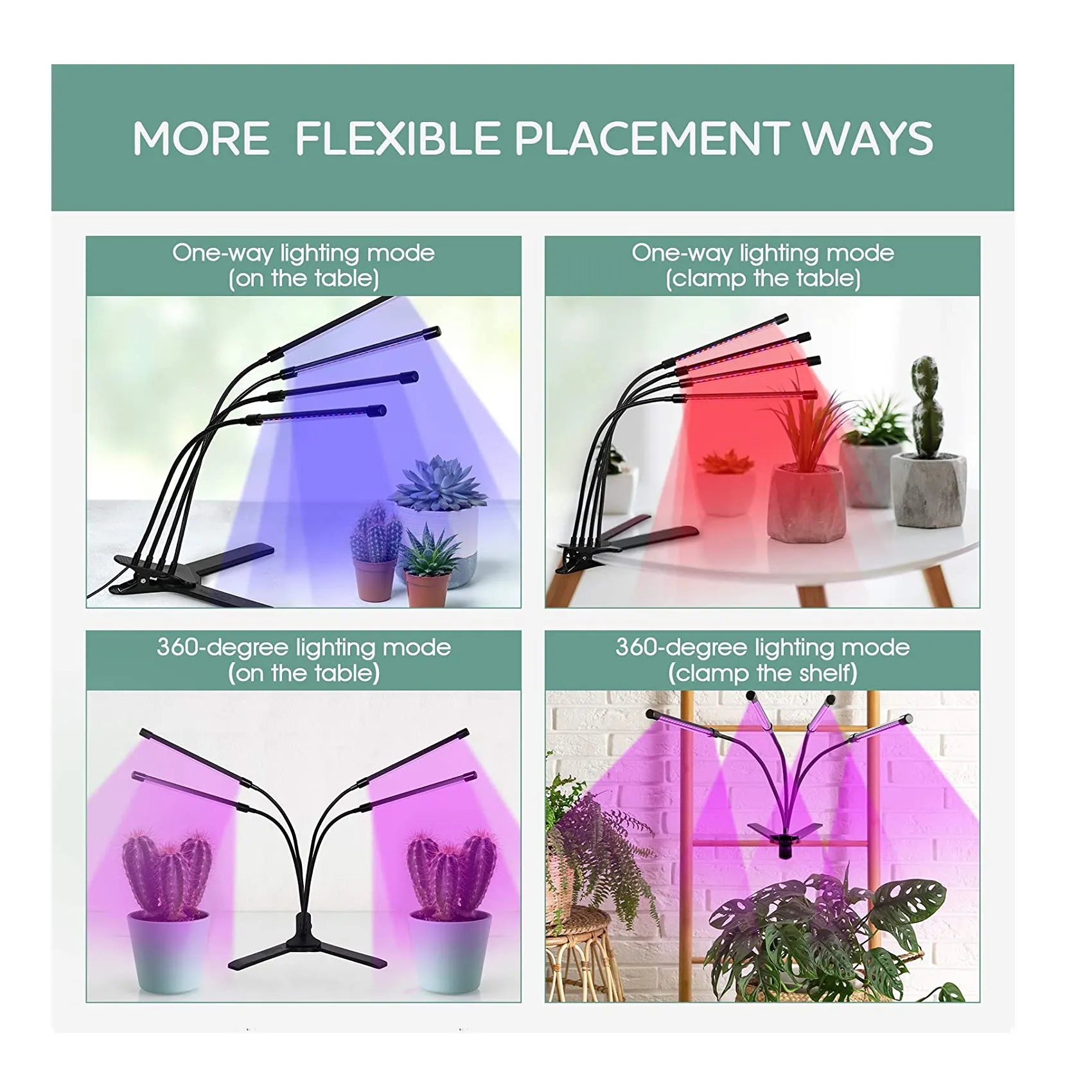 360° Grow Light for Indoor Plants | Gooseneck Full Spectrum Growing Lamp Strip w/ 3 Modes 9 Dimmable Brightness