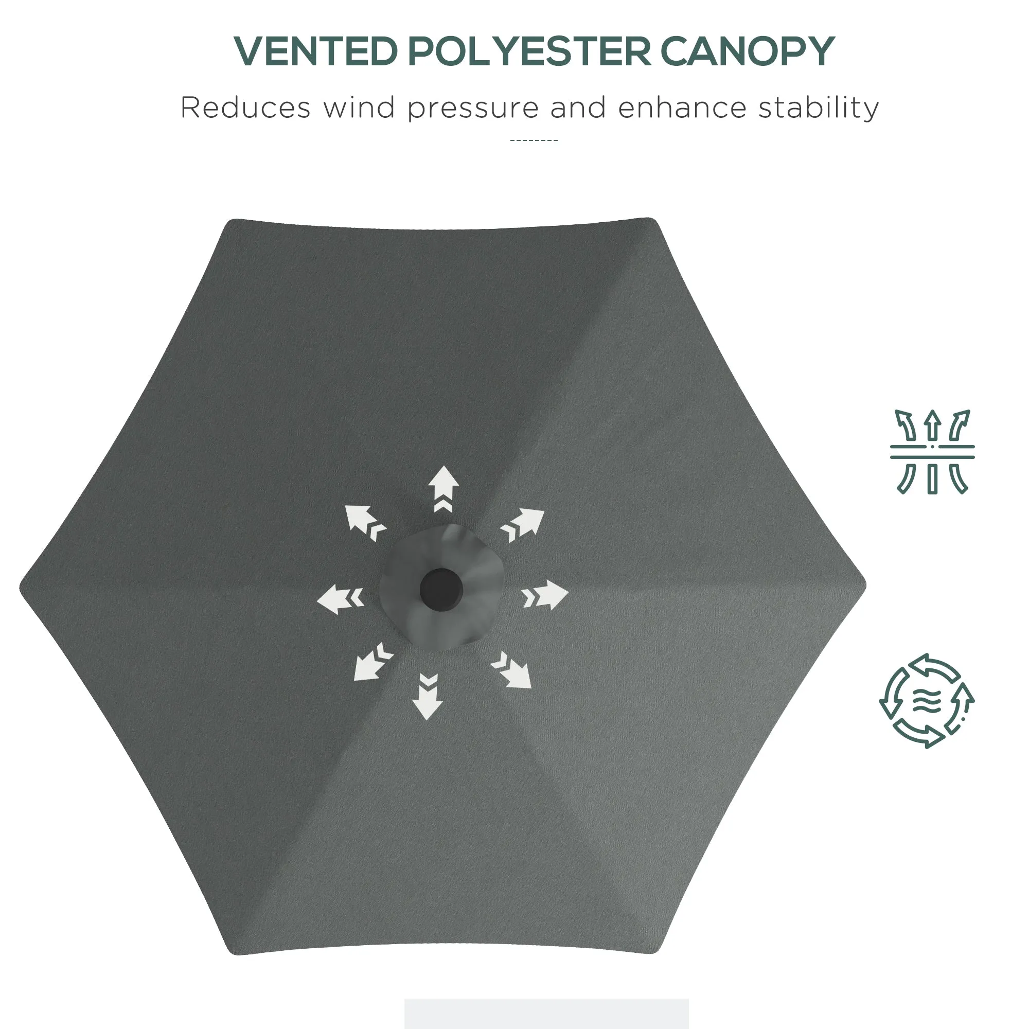 3(m) Garden Parasol Cantilever Umbrella with Solar LED, Cross Base and Waterproof Cover, Grey