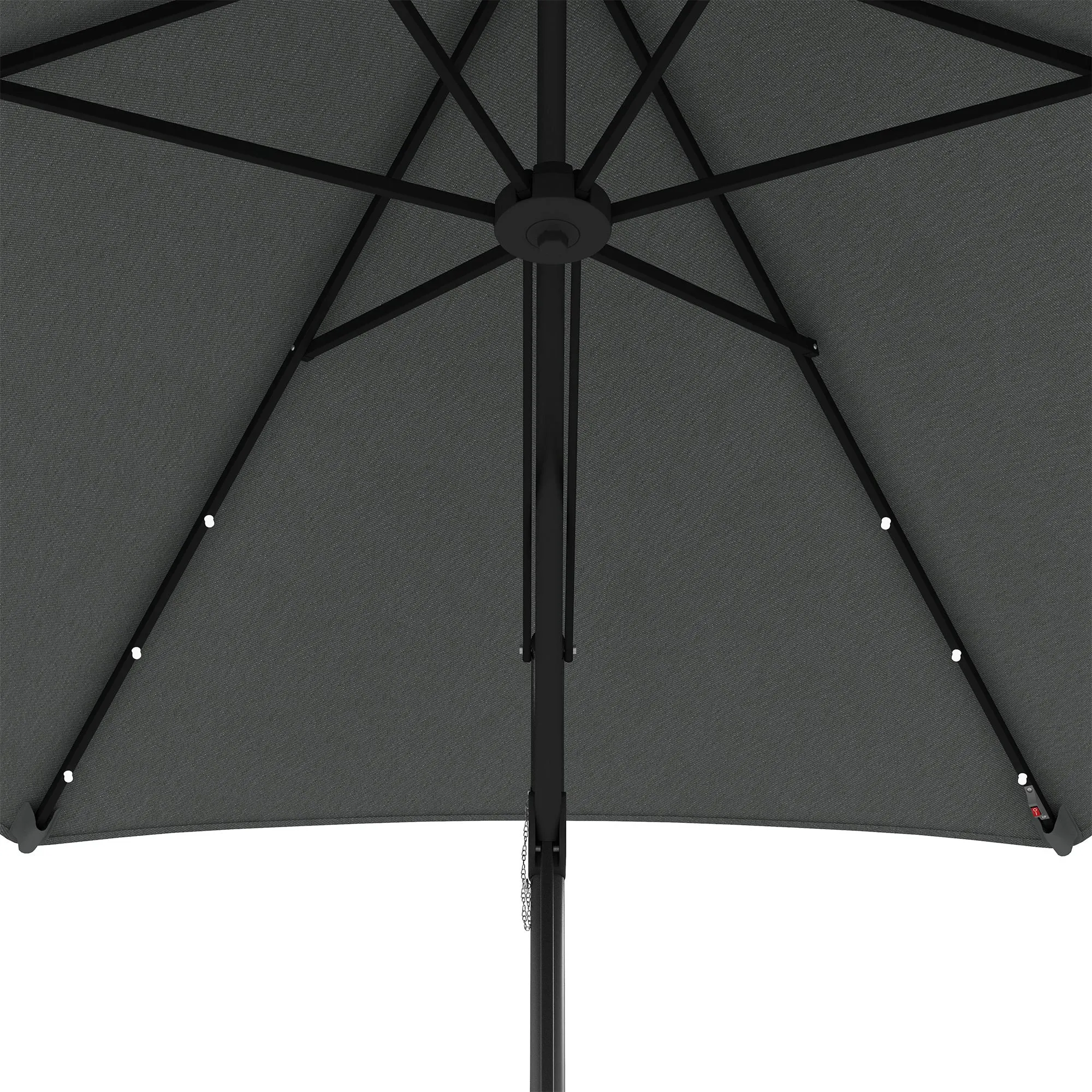 3(m) Garden Parasol Cantilever Umbrella with Solar LED, Cross Base and Waterproof Cover, Grey
