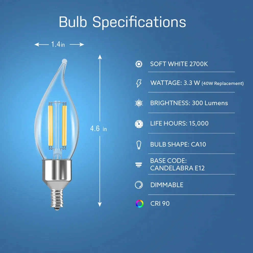 40W CA10 LED Smart WiFi Light Bulb CFC40927CAFILAG