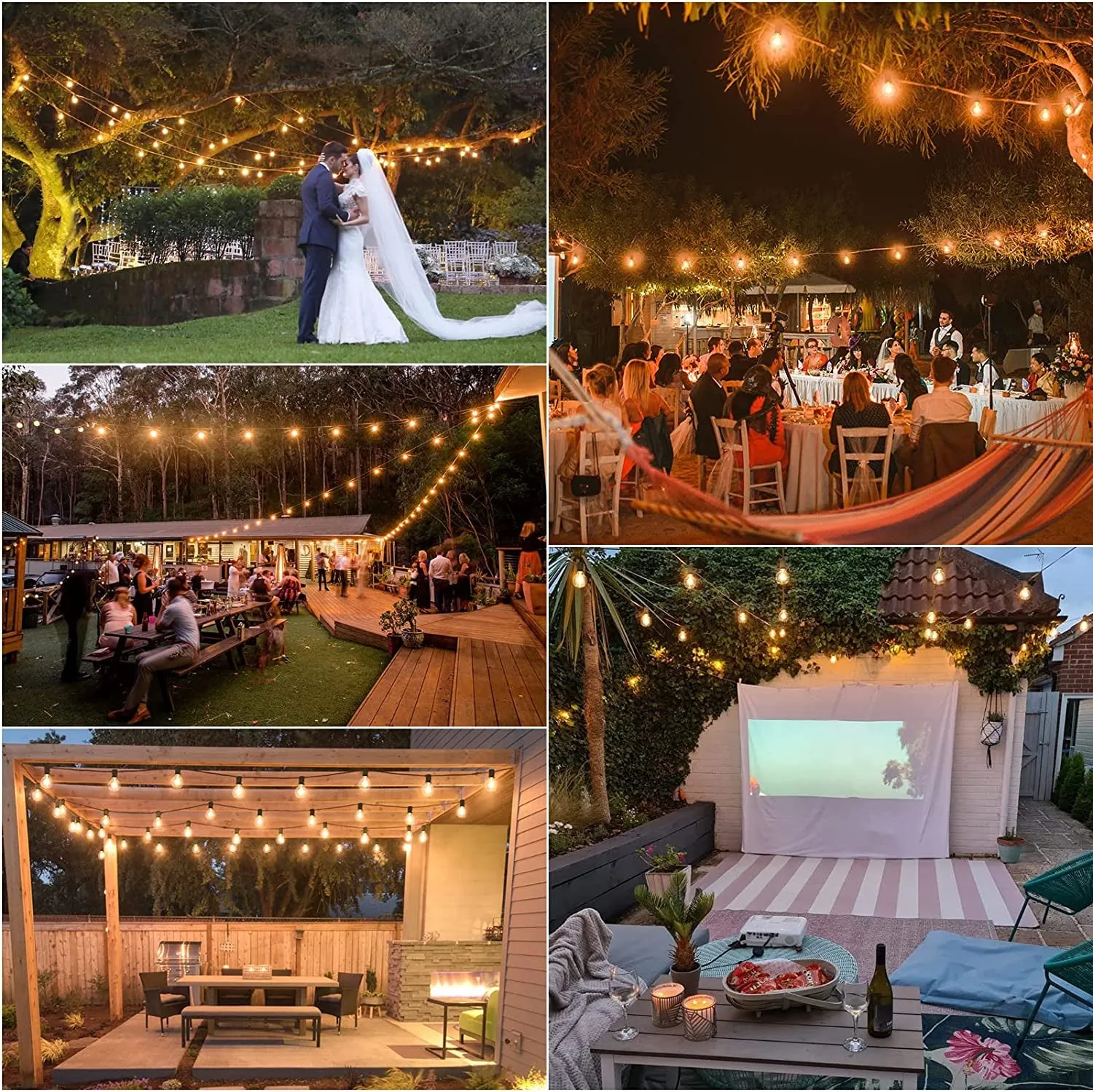 50Ft LED Outdoor String Lights G40 Globe Dimmable Patio Light, Waterproof Hanging String Light with 27 Warm White Shatterproof Bulbs(2 Spare)