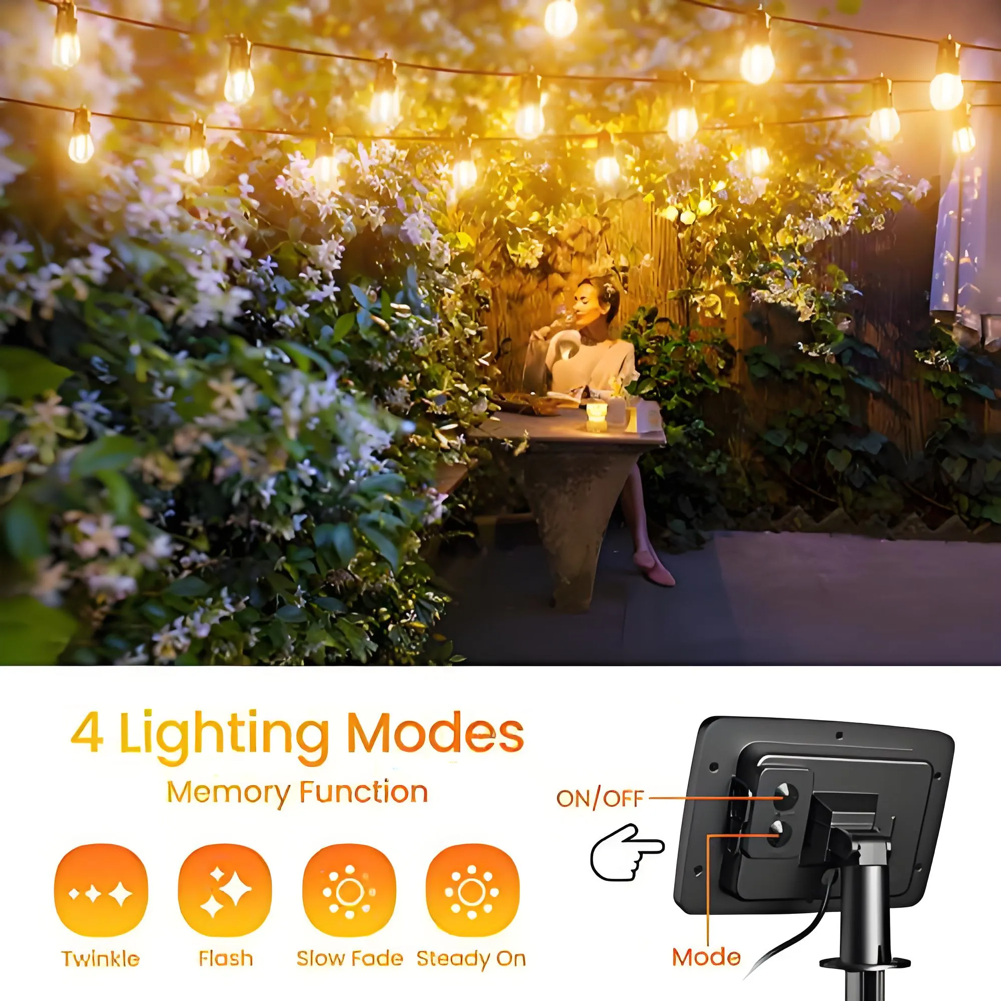 52ft USB-C & Outdoor String Patio Lights With 15 1 Bulbs Waterproof Shatterproof Waterproof String Lights Outdoor