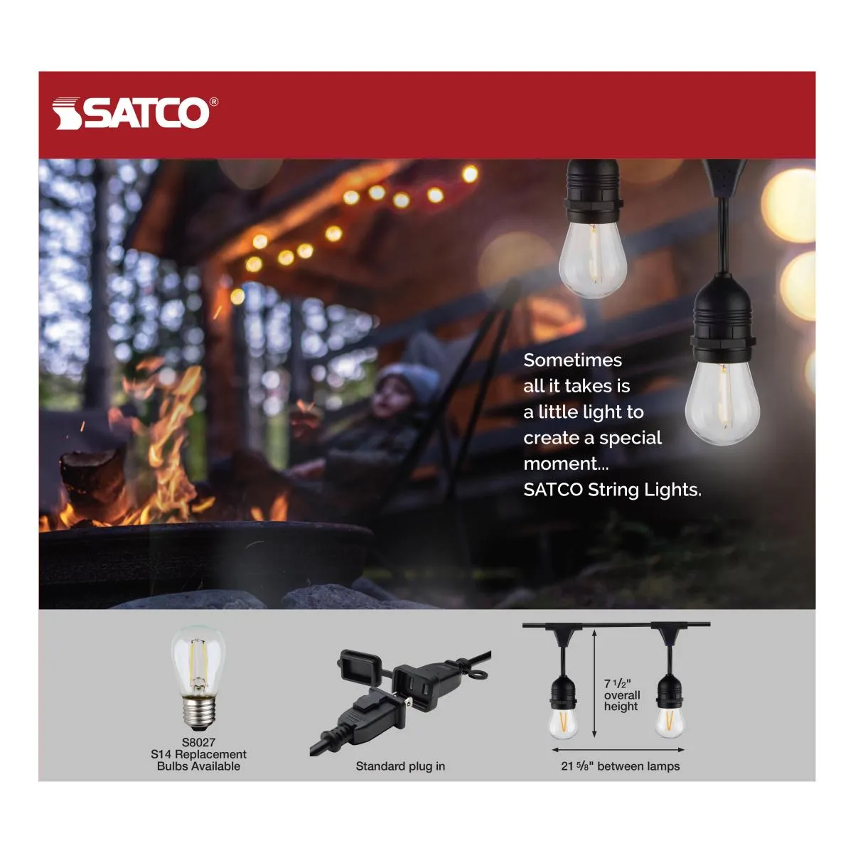 60-ft 120v Commercial LED String Light - Includes 2200K 24-S14 bulbs