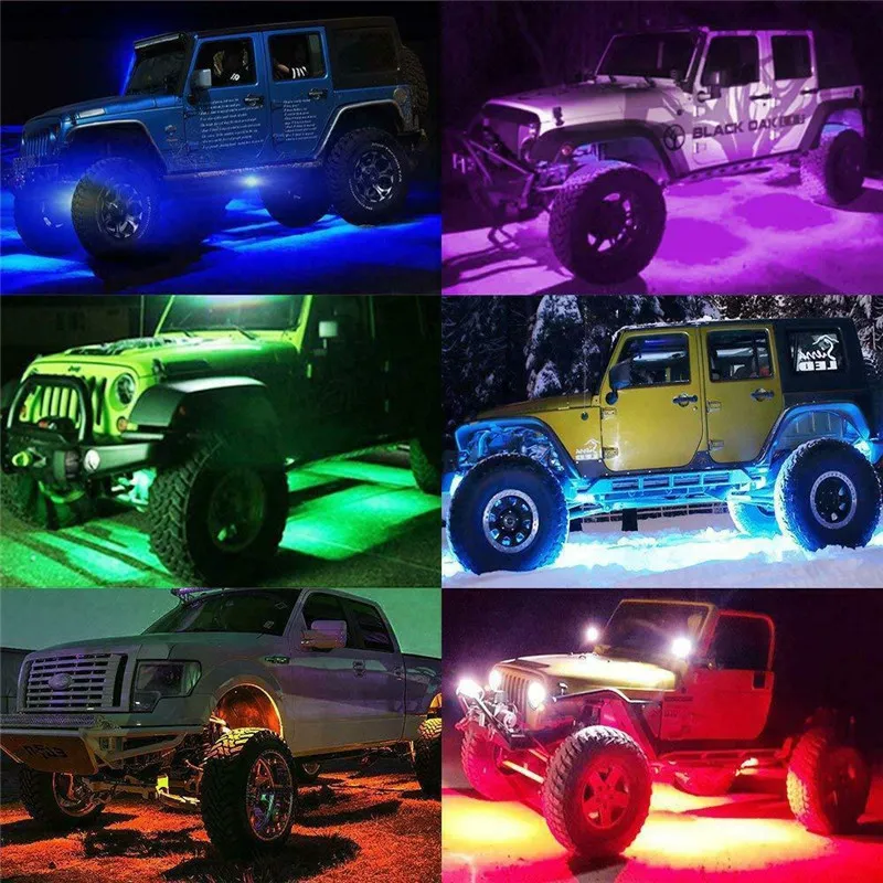 6Pcs LED RGB Off-Road Rock Light Underbody Lamp Bluetooth Control for Jeep Truck Motorcycle Boat