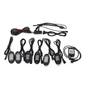 6Pcs LED RGB Off-Road Rock Light Underbody Lamp Bluetooth Control for Jeep Truck Motorcycle Boat