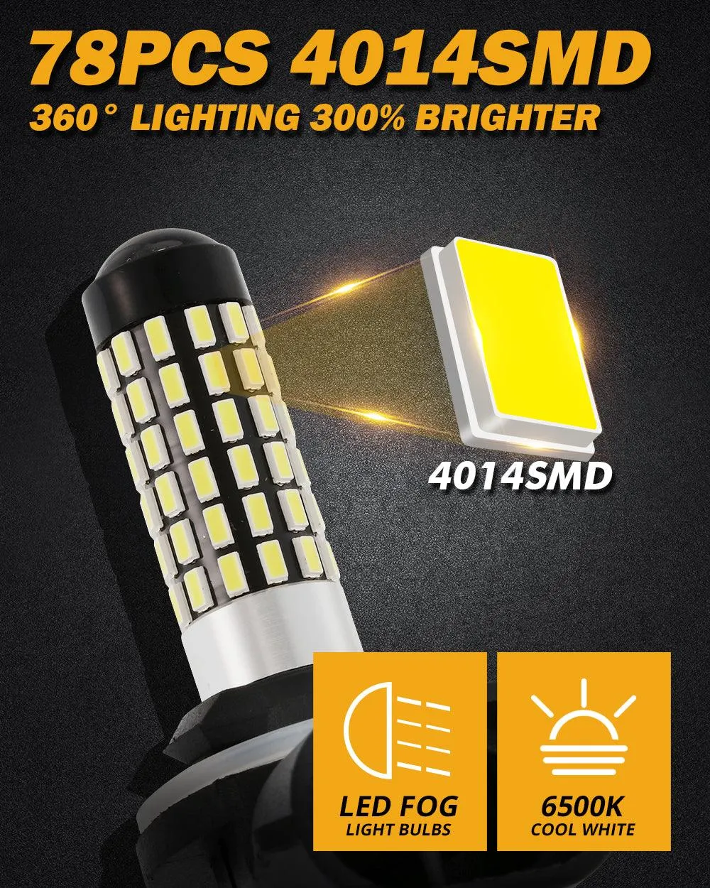 881 886 889 894 896 898 LED Fog Light/DRL Bulbs 6W 2000ML 6500K White | 2 Bulbs