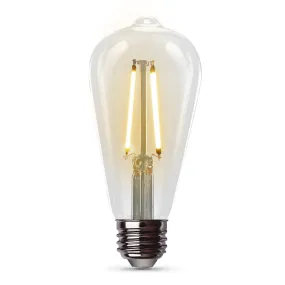 8.8W (60W Replacement) ST19 E26 Dimmable Straight Filament Clear Glass Vintage Edison LED Light Bulb, Soft White (6-Pack)