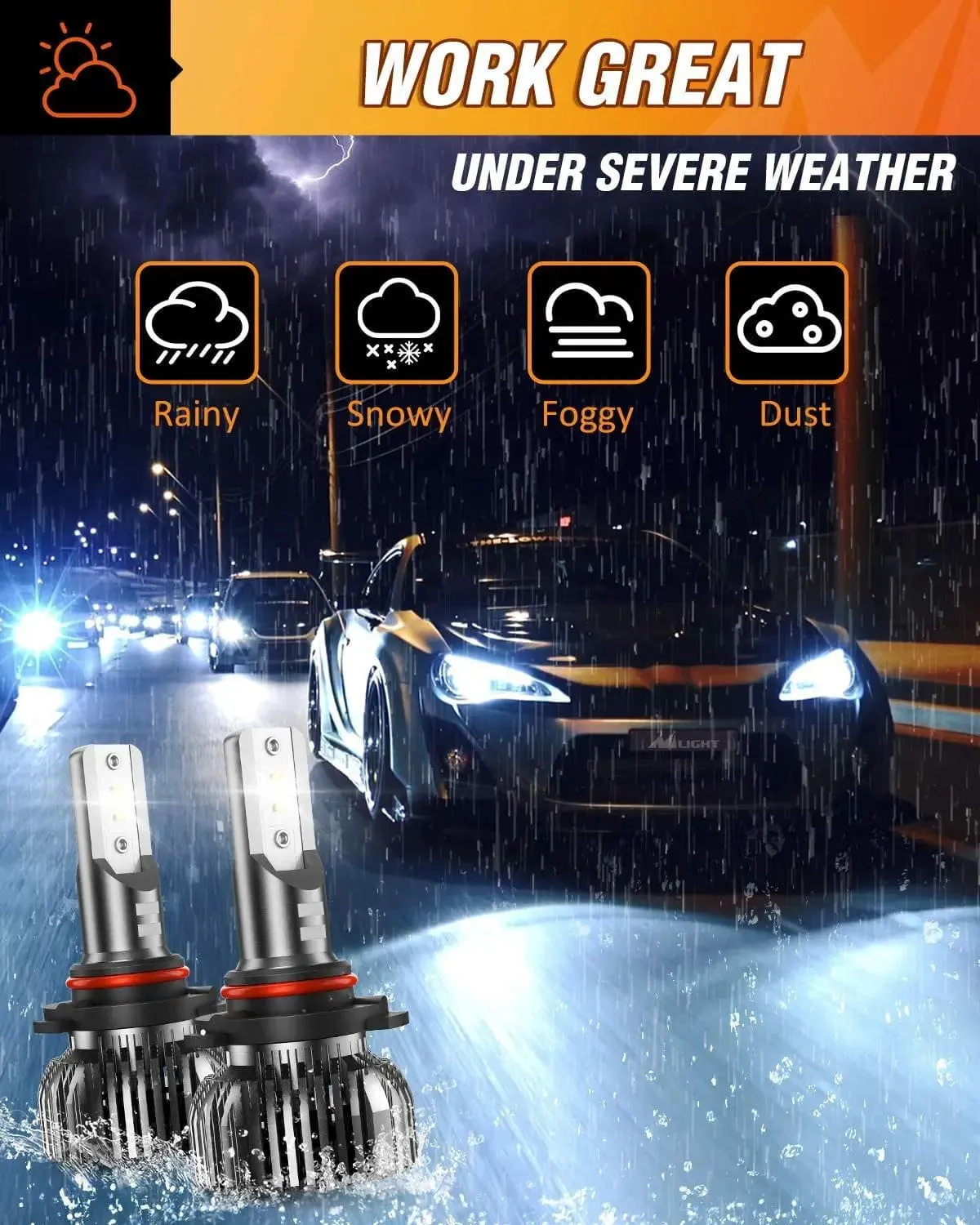 9006/HB4 LED Headlight Bulbs E20 Series 50W 10000LM 6000K IP67 | 2 BULBS
