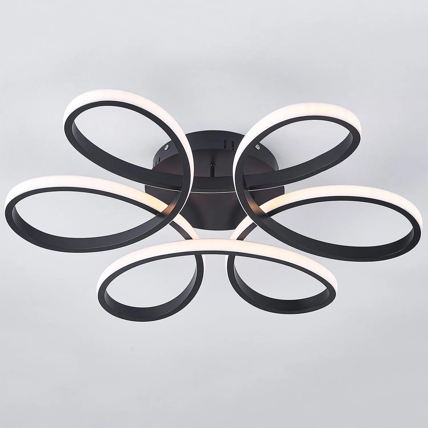 Acrylic Light-adjusted Petal LED Semi Ceiling Light with Black Frame