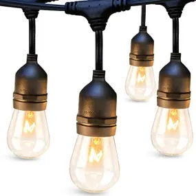 addlon 24FT Outdoor String Lights Commercial Grade Weatherproof Strand Edison Vintage Bulbs, ETL Listed Heavy-Duty Decorative Café Market Patio Lights for Bistro Classic Black