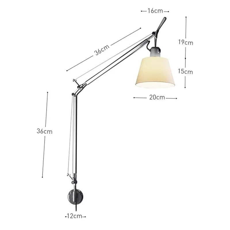 Aluminum Modern Adjustable Wall Lamp with Foldable Long Swing Arm for Bedside Study Reading