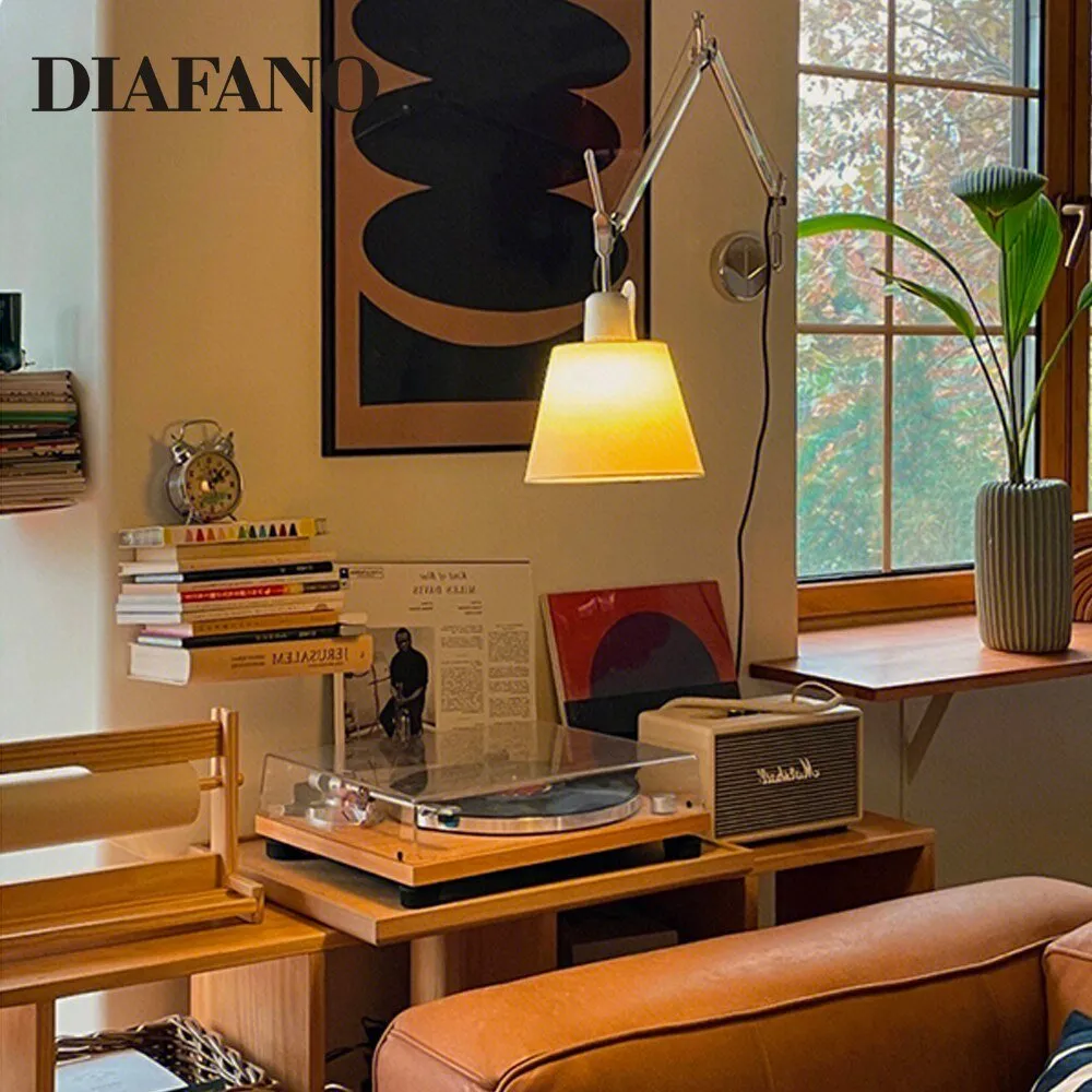 Aluminum Modern Adjustable Wall Lamp with Foldable Long Swing Arm for Bedside Study Reading