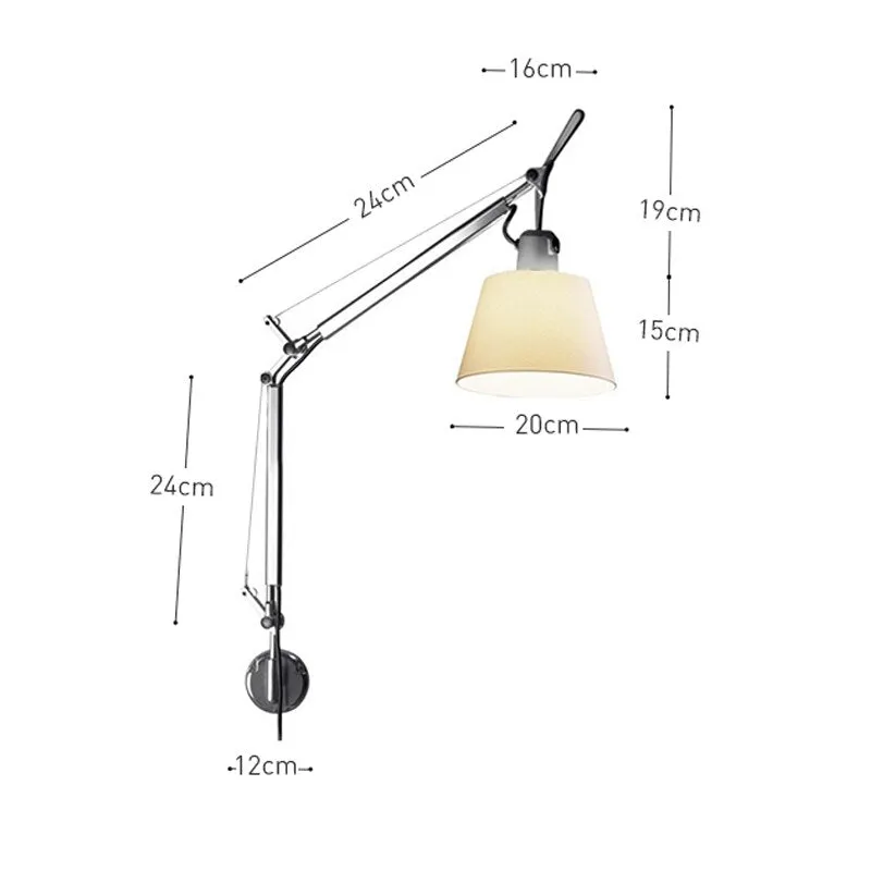Aluminum Modern Adjustable Wall Lamp with Foldable Long Swing Arm for Bedside Study Reading