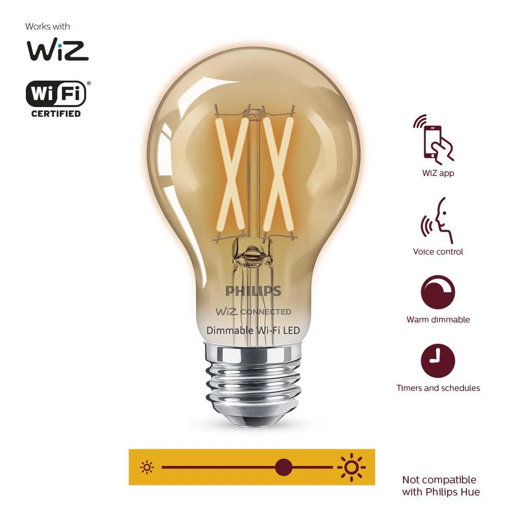 Amber A19 LED 40W Equivalent Dimmable Smart Wi-Fi Wiz Connected Wireless Light Bulb