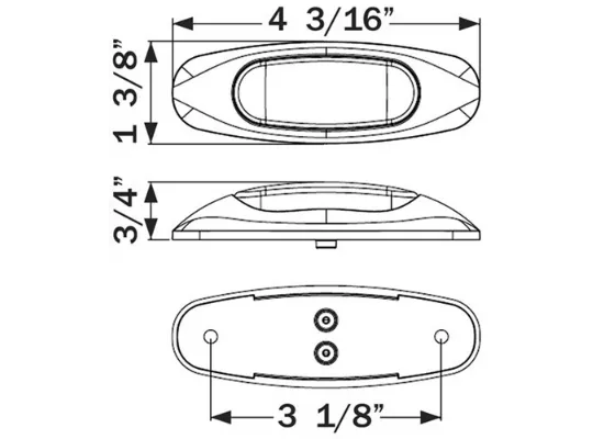 Amber Clearance / Marker Trailer Light, Oblong MCL-17AB