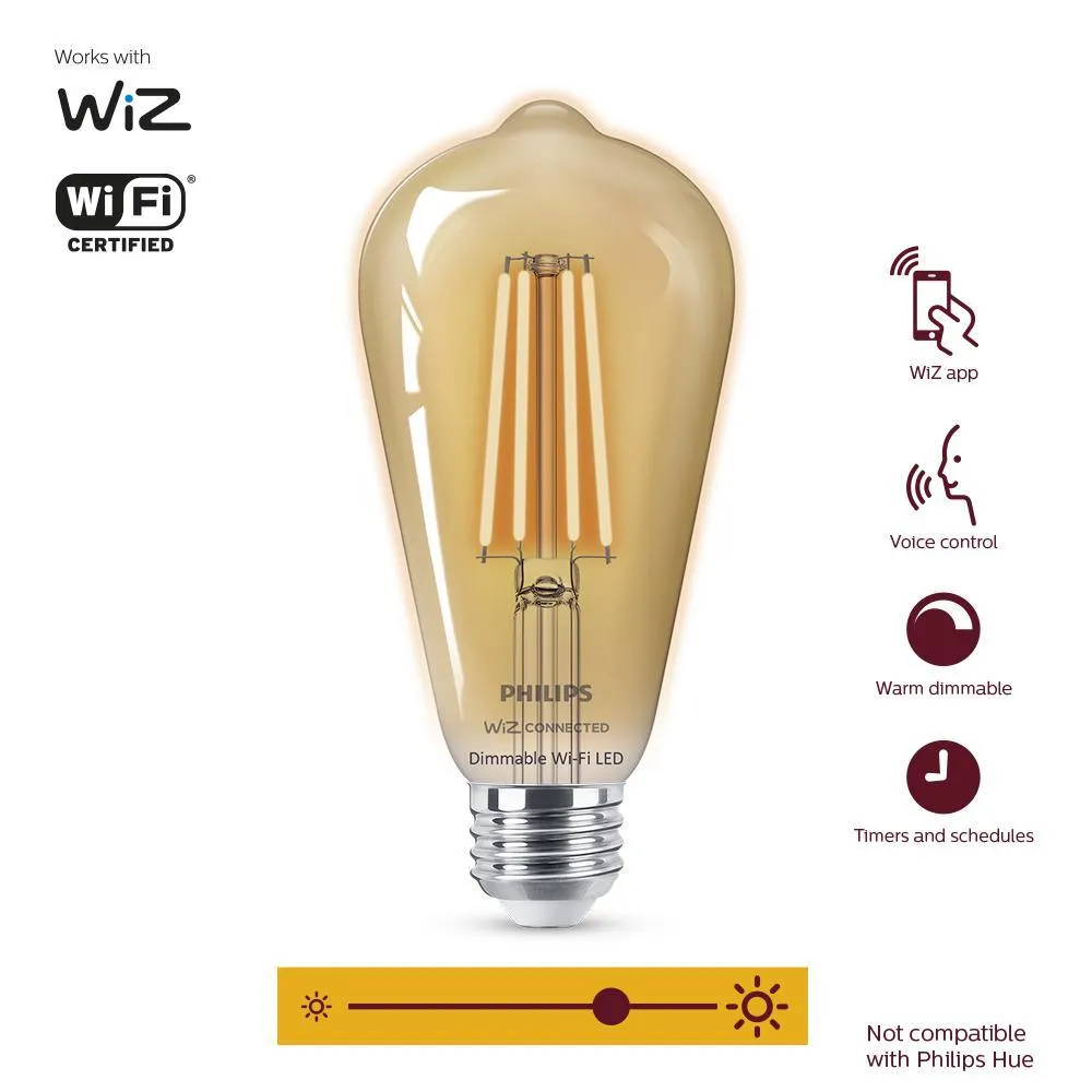 Amber ST19 LED 40-Watt Equivalent Dimmable Smart Wi-Fi Wiz Connected Wireless Light Bulb