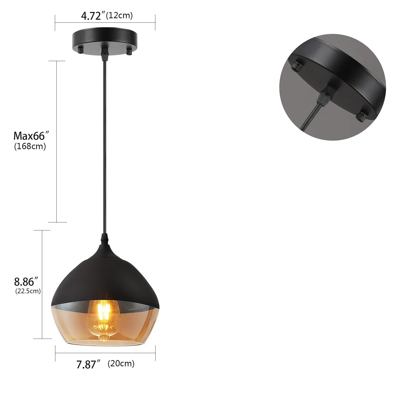 American Transparent Glass Ceiling Lamp Black Metal Living Room Ceiling Lights Bedroom Cafe Bar Corridor Restaurant Home Decor