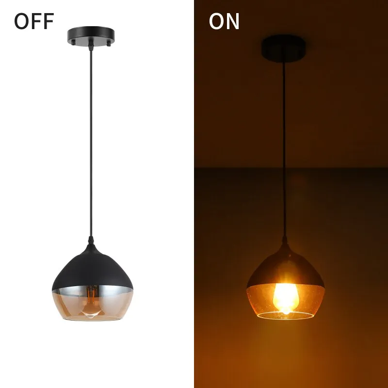 American Transparent Glass Ceiling Lamp Black Metal Living Room Ceiling Lights Bedroom Cafe Bar Corridor Restaurant Home Decor