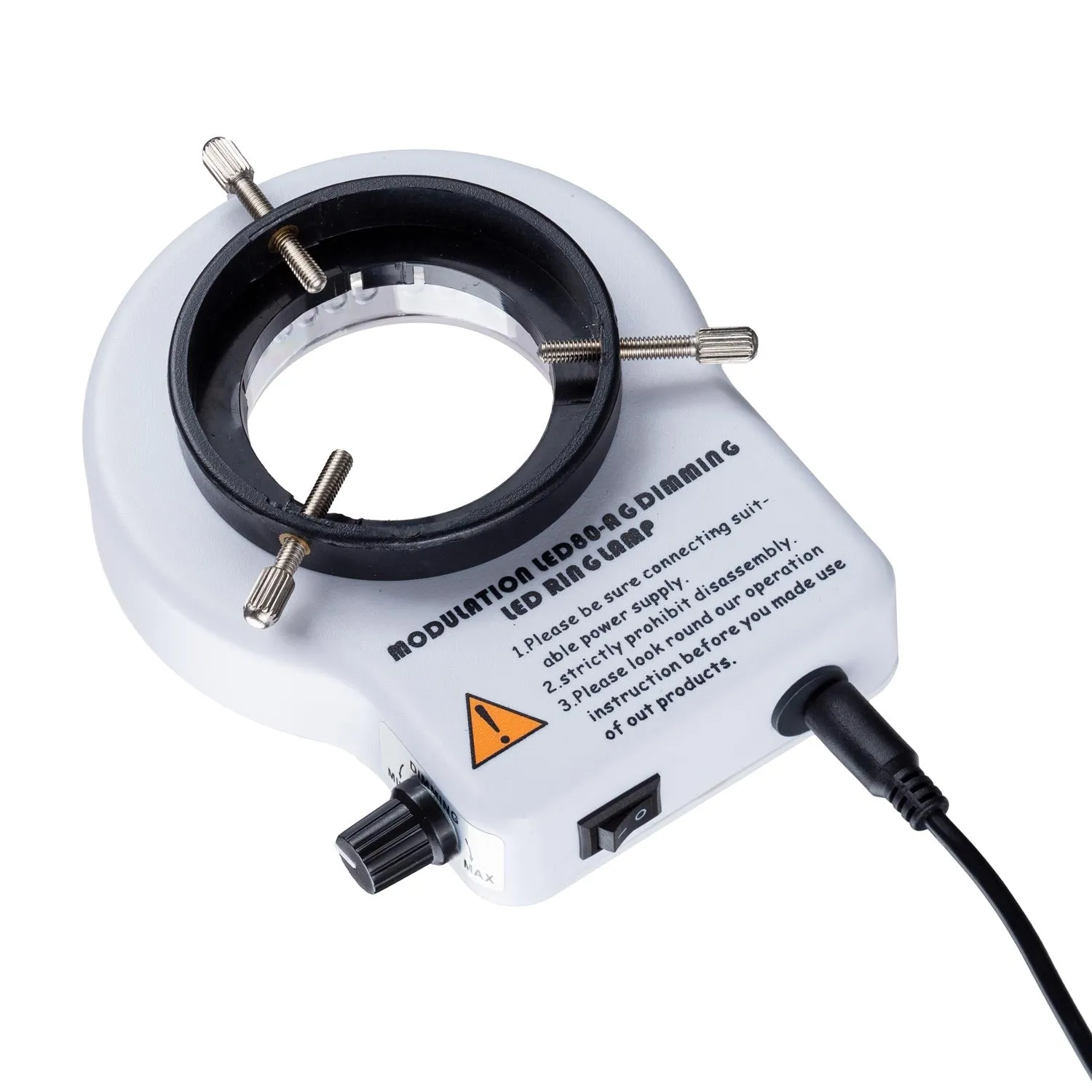 AmScope 80 LED Compact Ring Light with Built-in Dimmer for Stereo Microscopes