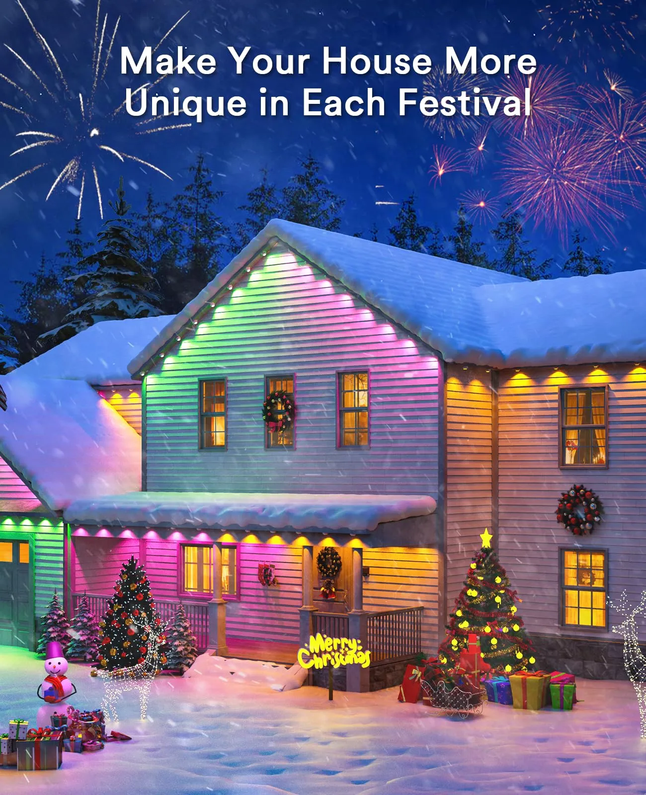 ANGELHALO 150ft Smart RGBAI Outdoor Lights, Works with Alexa