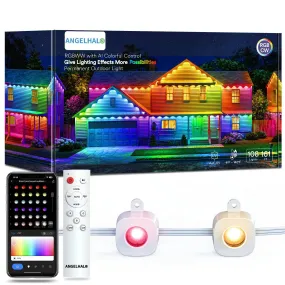 ANGELHALO 150ft Smart RGBAI Outdoor Lights, Works with Alexa